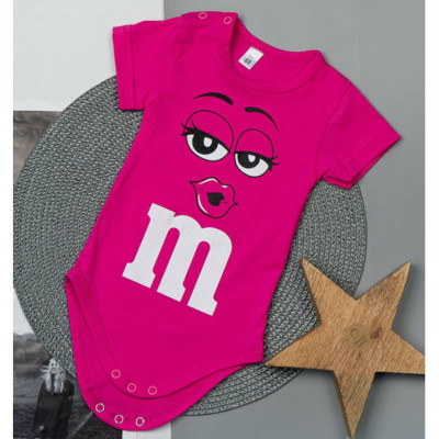 Боді ясельний короткий рукав рожевий "M&M's"